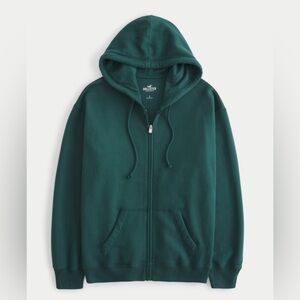 Hollister dark green zip up hoodie